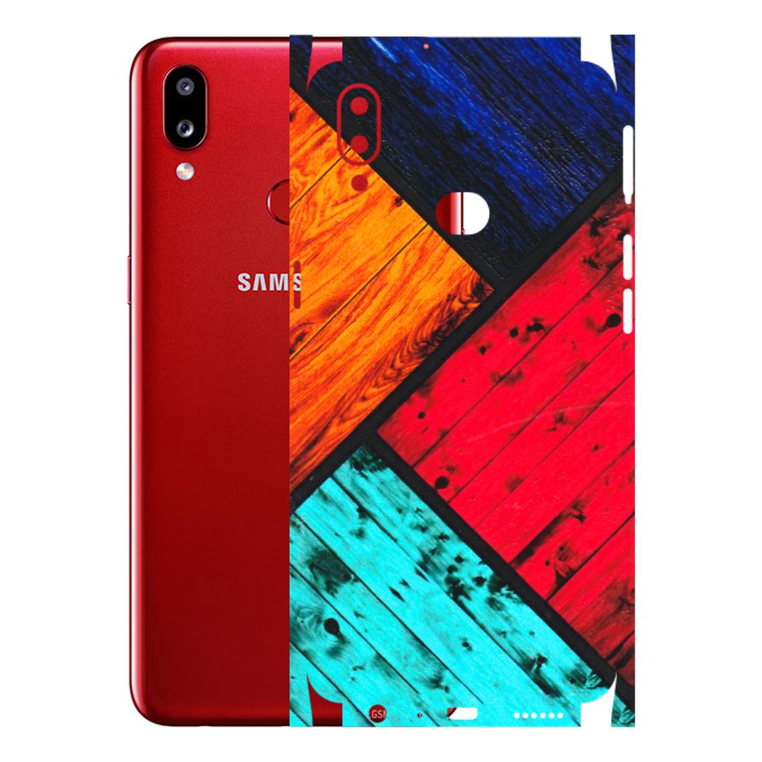 Samsung A/S Series Phone Skins (All Models) - Colourful Wood Panels Abstract - 3D Embossed Finish (L-09) Samsung Galaxy A10S
