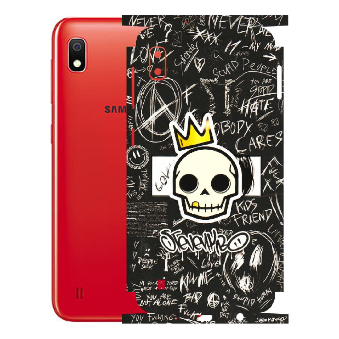Samsung A/S Series Phone Skins (All Models) - Funny Skull Black Chalk Grafitti - 3D Embossed Finish (L-22) Samsung Galaxy A10