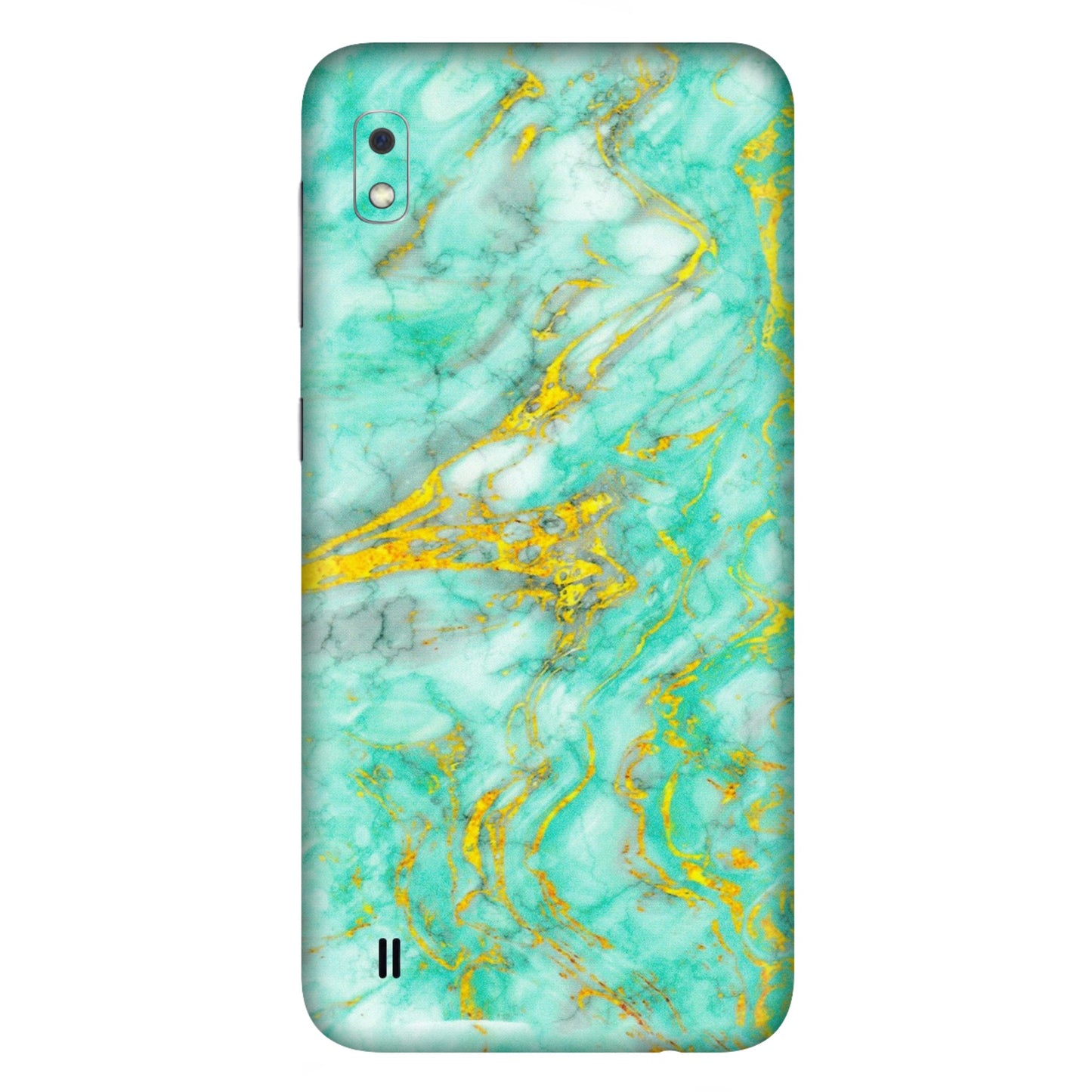 Samsung A/S Series Phone Skins (All Models) - Green And Gold Marble Feel - Matte Finish (M-16) Samsung Galaxy A10