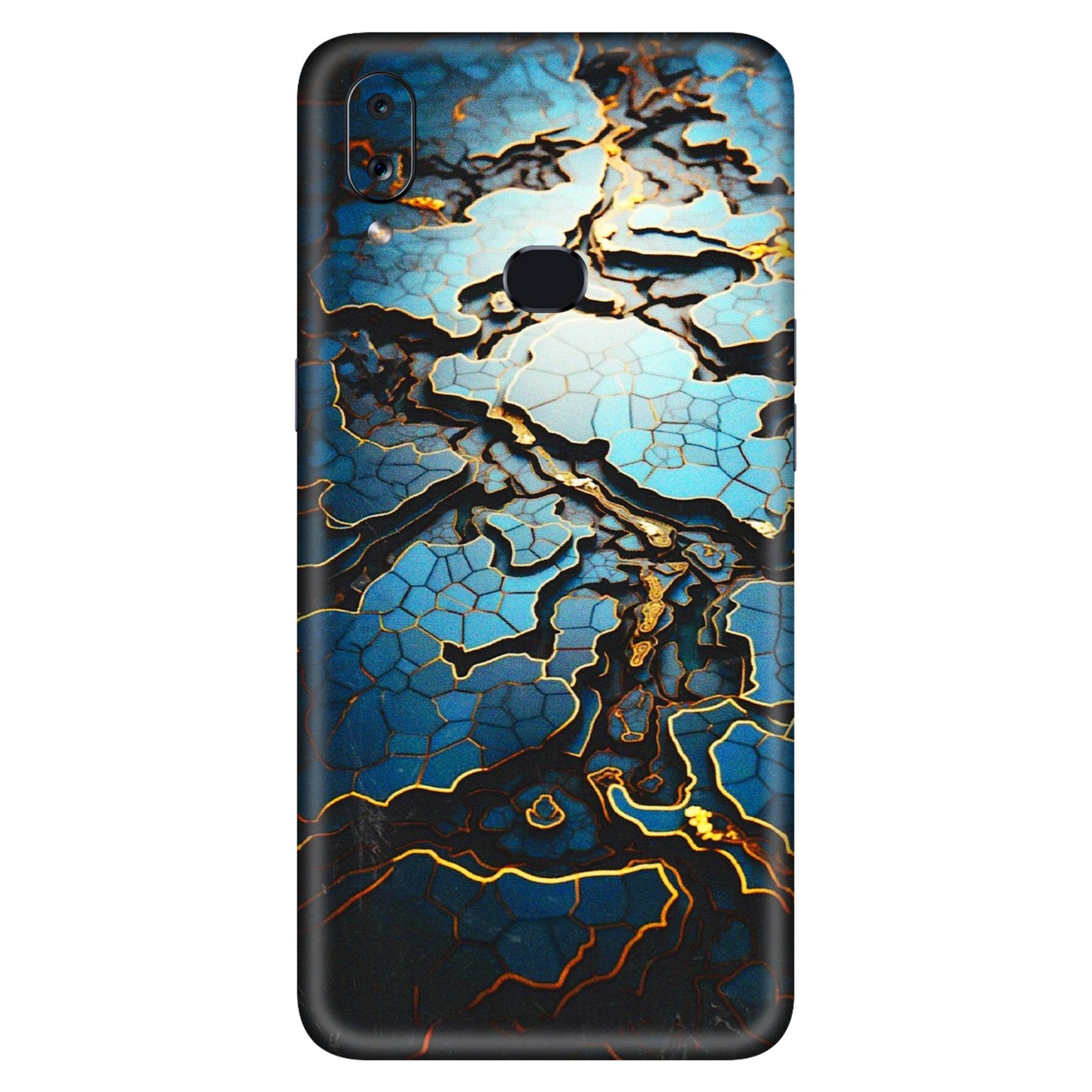 Samsung A/S Series Phone Skins (All Models) - Blue Gold Abstract - 3D Embossed Finish (L-11) Samsung Galaxy A10S