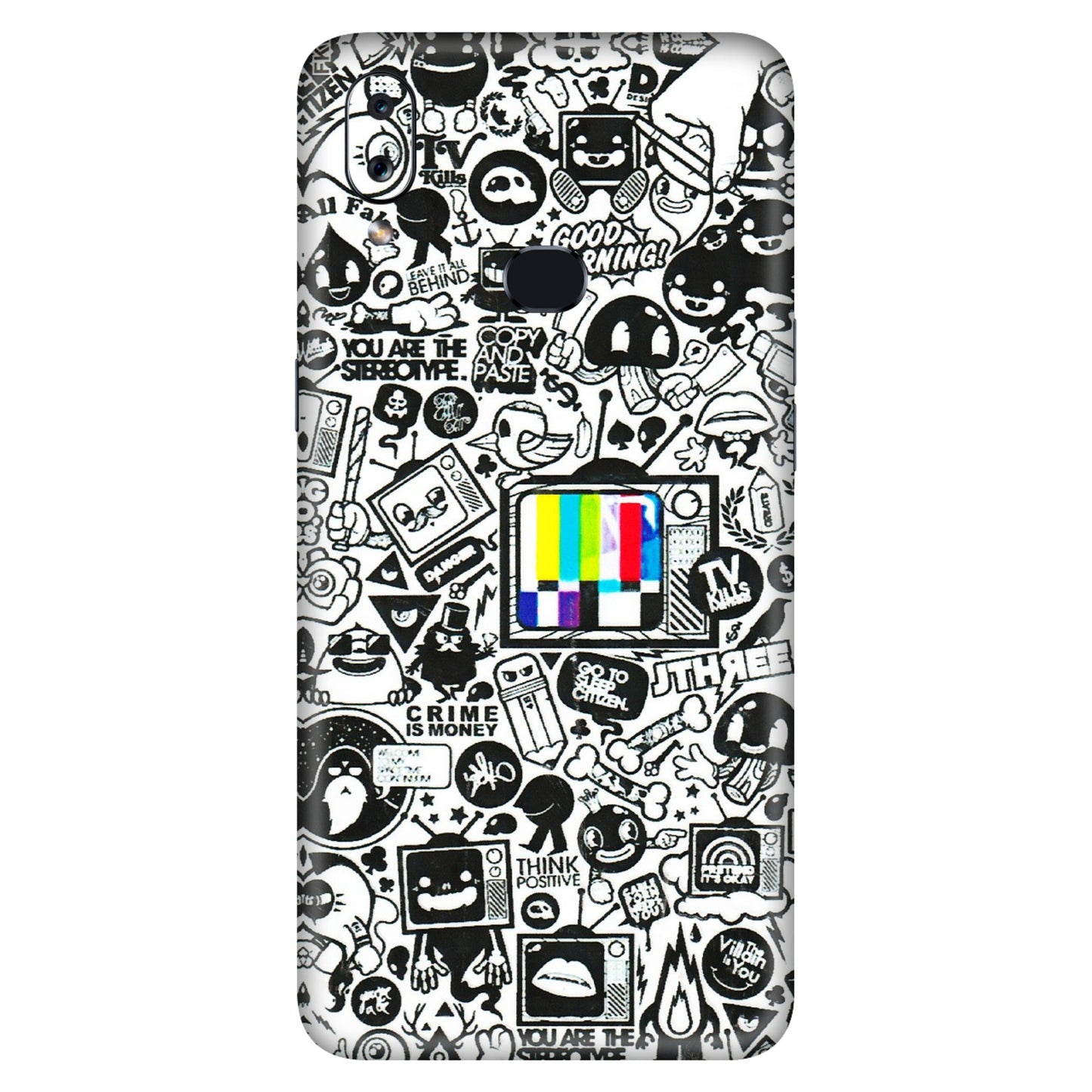 Samsung A/S Series Phone Skins (All Models) - Doodles Positive Art - 3D Embossed Finish (L-263) Samsung Galaxy A10S