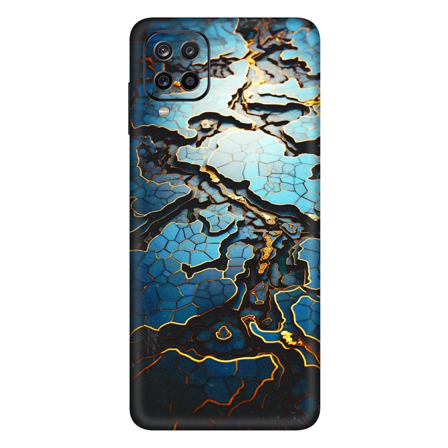 Samsung A/S Series Phone Skins (All Models) - Blue Gold Abstract - 3D Embossed Finish (L-11) Samsung Galaxy A12