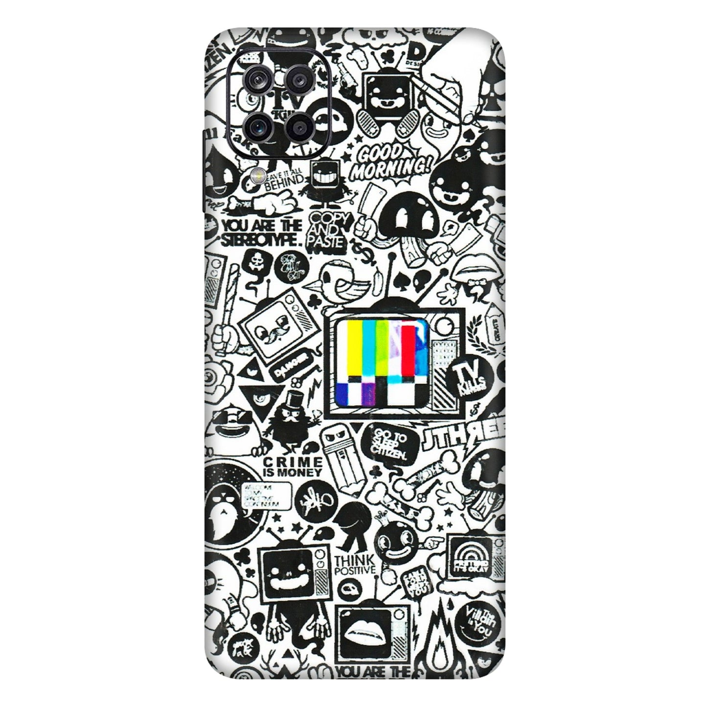 Samsung A/S Series Phone Skins (All Models) - Doodles Positive Art - 3D Embossed Finish (L-263) Samsung Galaxy A12
