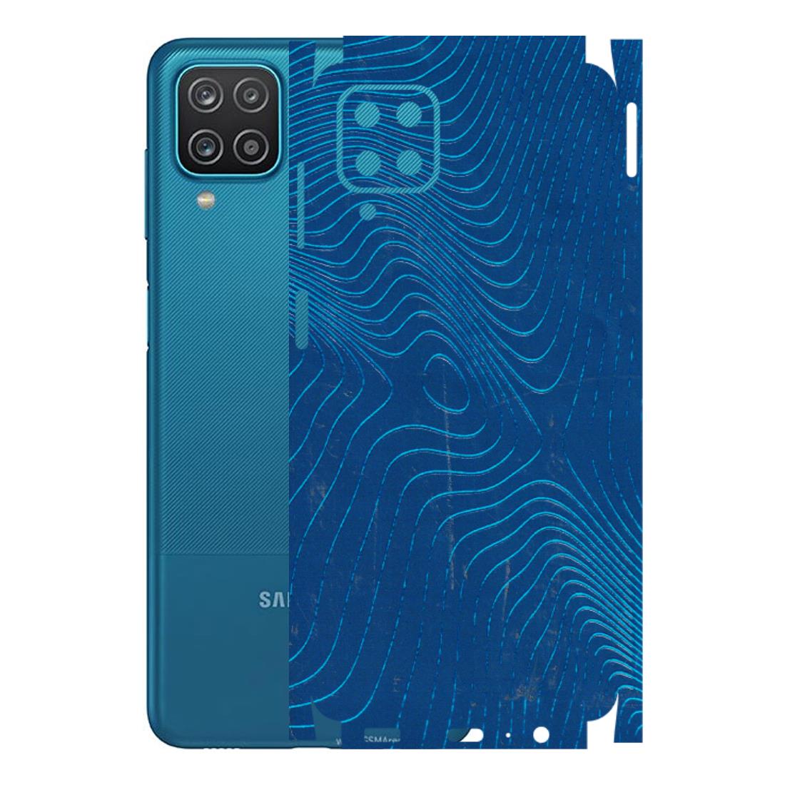 Samsung A/S Series Phone Skins (All Models) - Abstract Blue Line Map - 3D Embossed Finish (L-272) Samsung Galaxy A12