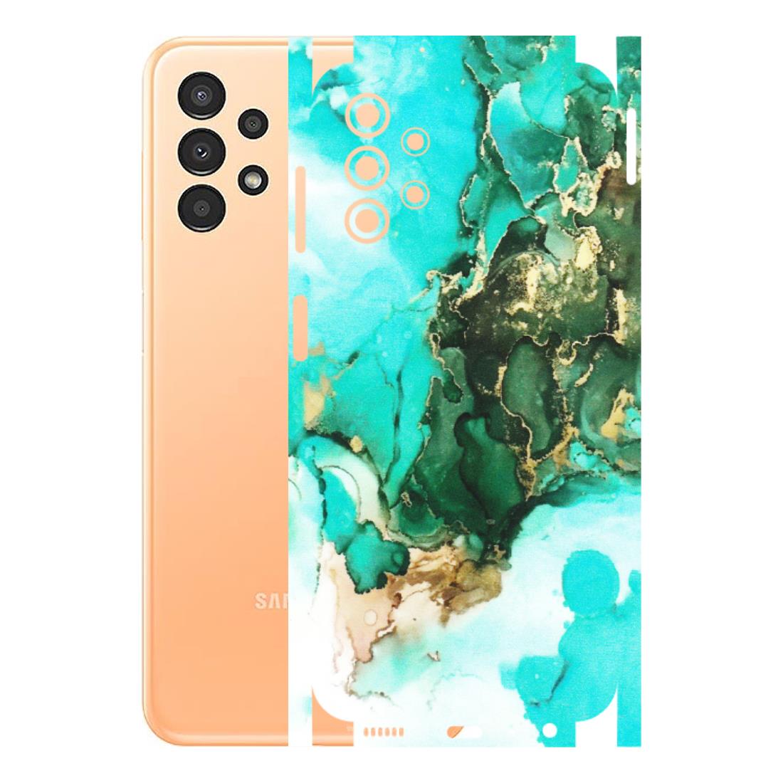 Samsung A/S Series Phone Skins (All Models) - The Blue Gold Marble - Matte Finish (M-124) Samsung Galaxy A13 4G