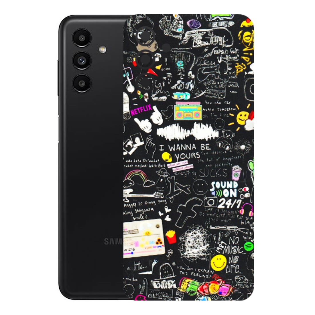 Samsung A/S Series Phone Skins (All Models) - Black Creatives Doodles - 3D Embossed Finish (L-311) Samsung Galaxy A13 (5G)