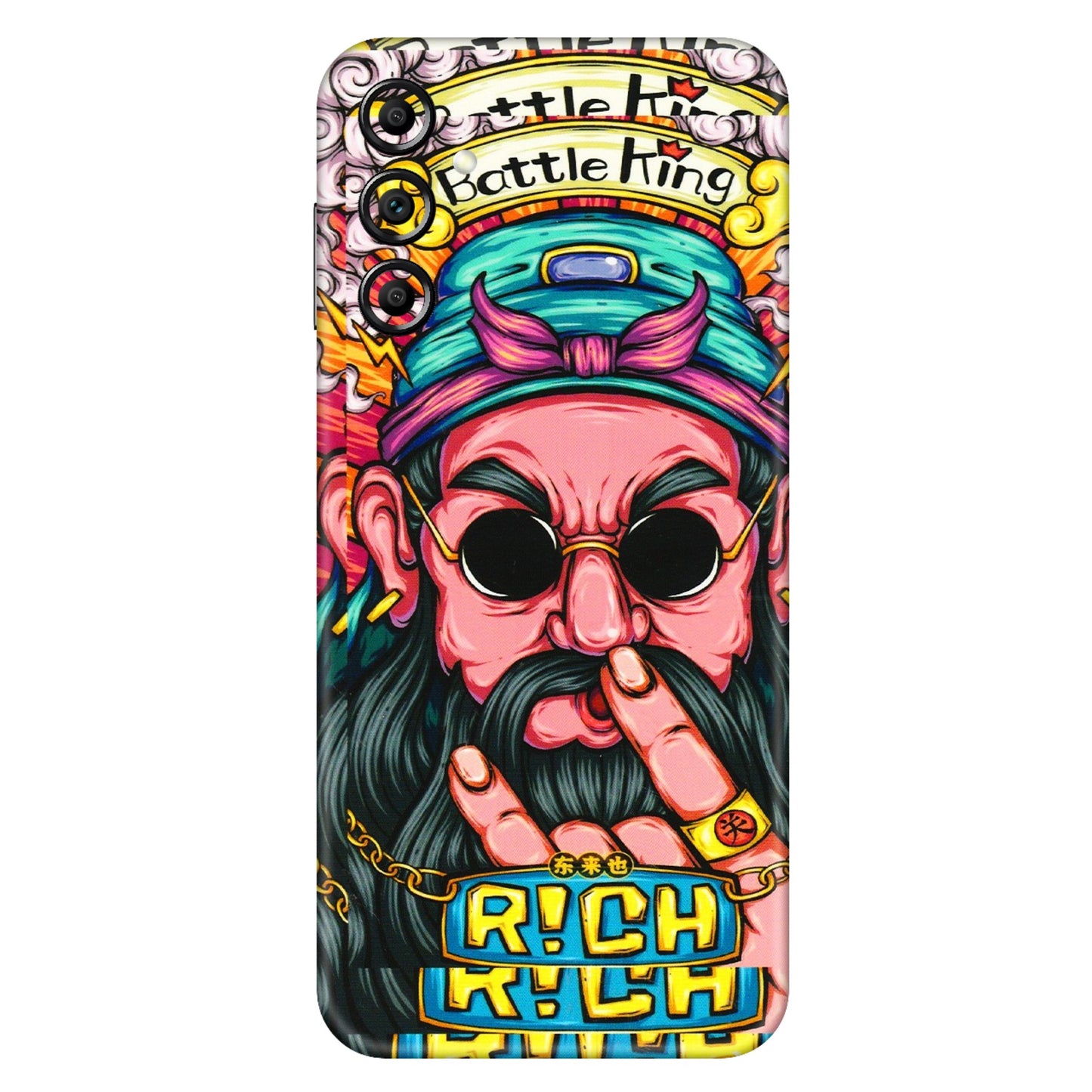 Samsung A/S Series Phone Skins (All Models) - Battle King Dude Face - 3D Embossed Finish (L-178) Samsung Galaxy A14 (5G)