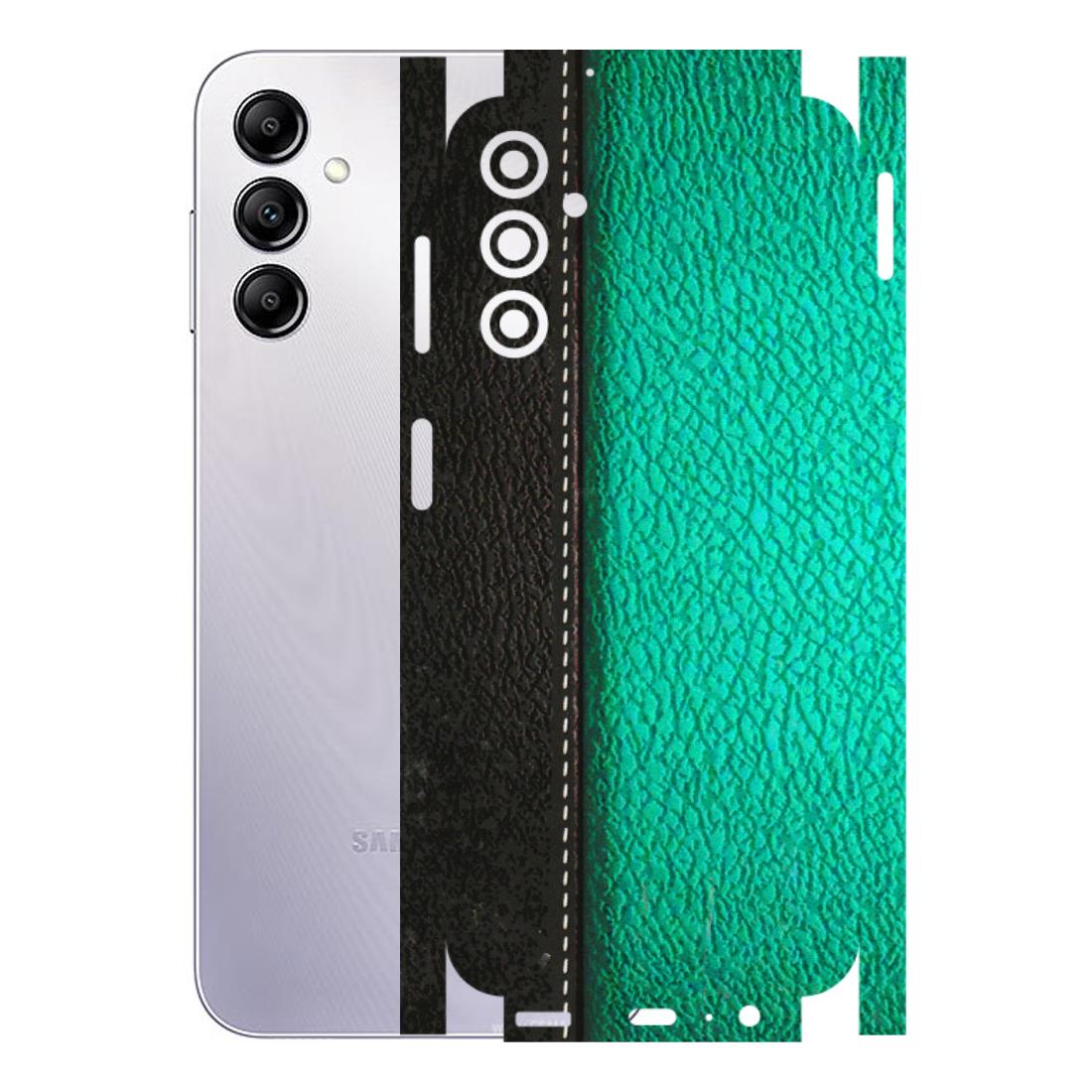 Samsung A/S Series Phone Skins (All Models) - Black Green Dual Leather Stich - 3D Embossed Finish (L-233) Samsung Galaxy A14 (5G)