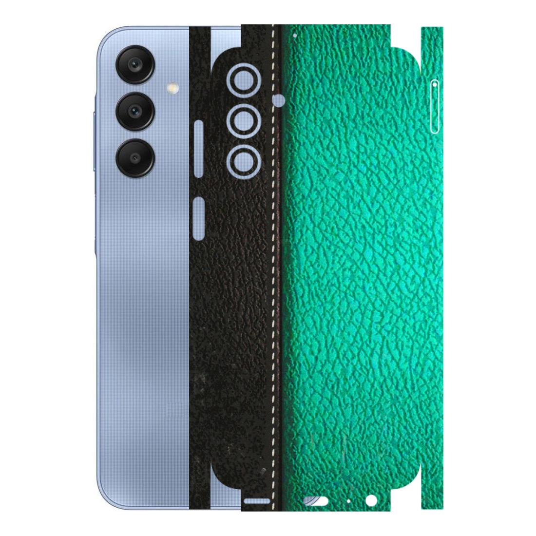 Samsung A/S Series Phone Skins (All Models) - Black Green Dual Leather Stich - 3D Embossed Finish (L-233) Samsung Galaxy A15 (5G)