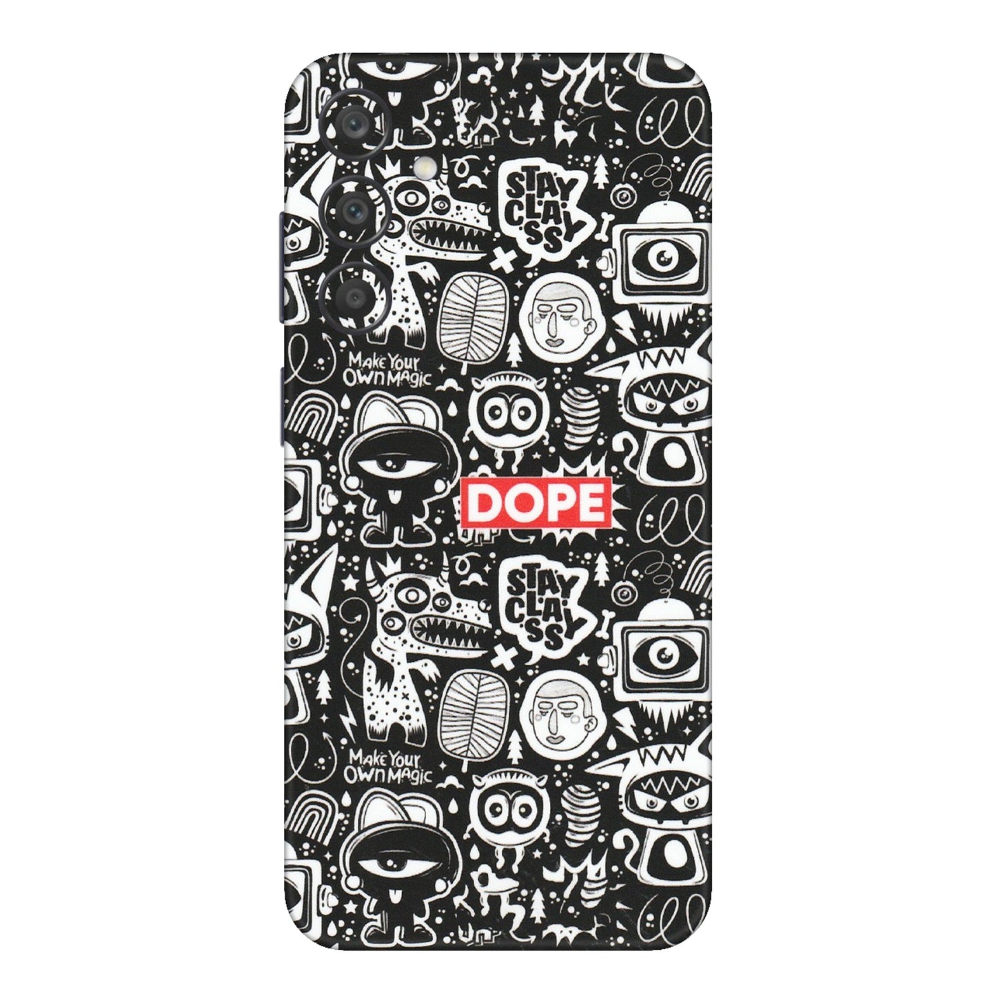 Samsung A/S Series Phone Skins (All Models) - Dope Stay Classy Black Doodles - Matte Finish (M-126) Samsung Galaxy A15 (5G)
