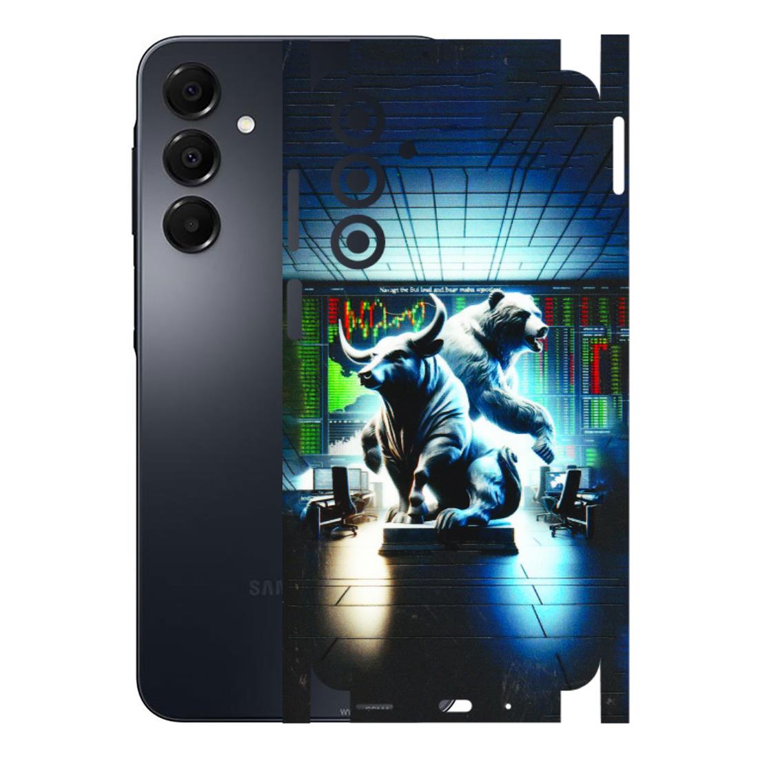 Samsung A/S Series Phone Skins (All Models) - Stock Market Sensex Bear vs Bulls - 3D Embossed Finish (L-15) Samsung Galaxy A16