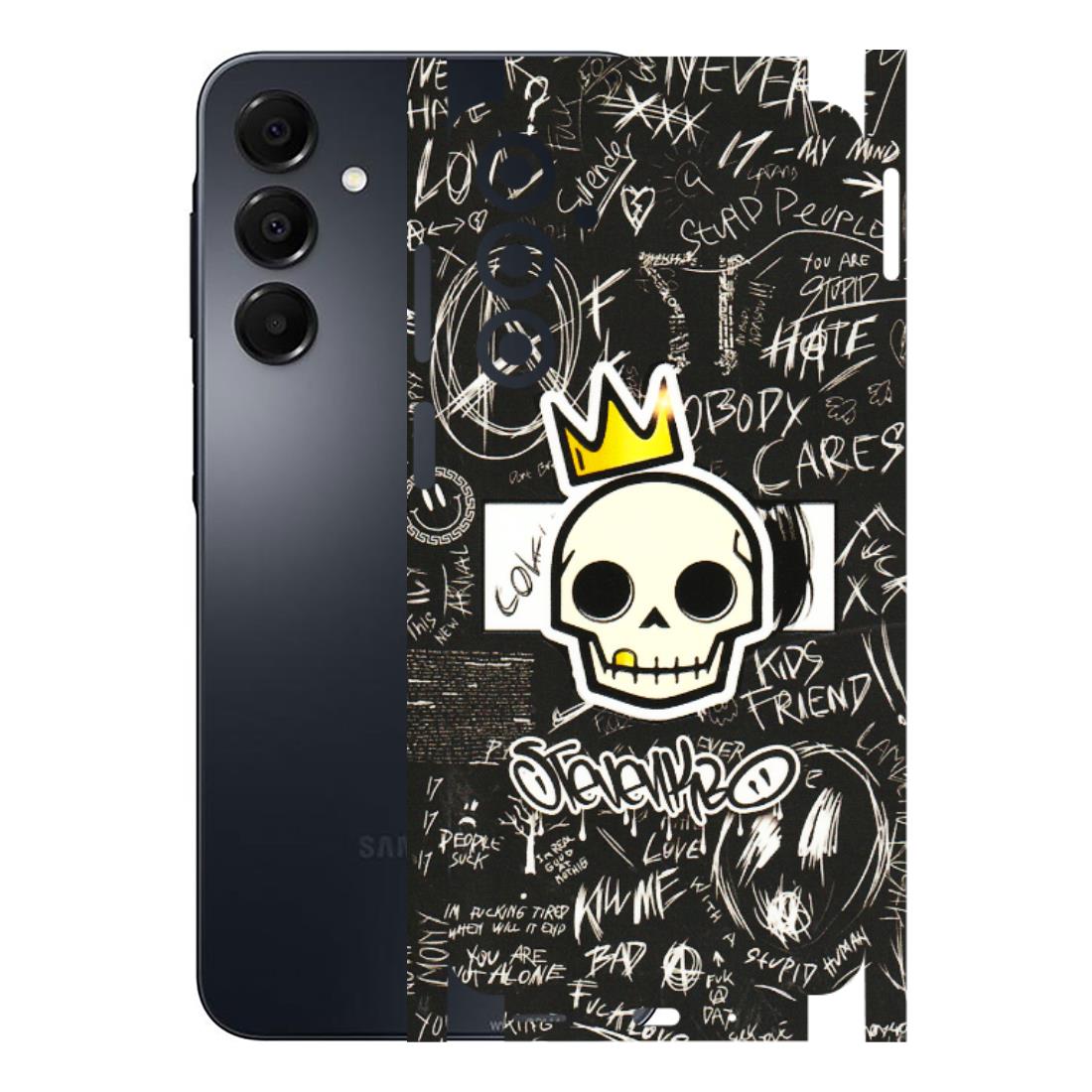 Samsung A/S Series Phone Skins (All Models) - Funny Skull Black Chalk Grafitti - 3D Embossed Finish (L-22) Samsung Galaxy A16