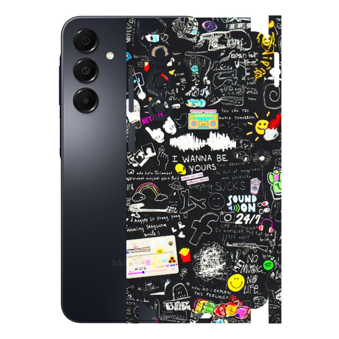 Samsung A/S Series Phone Skins (All Models) - Black Creatives Doodles - 3D Embossed Finish (L-311) Samsung Galaxy A16