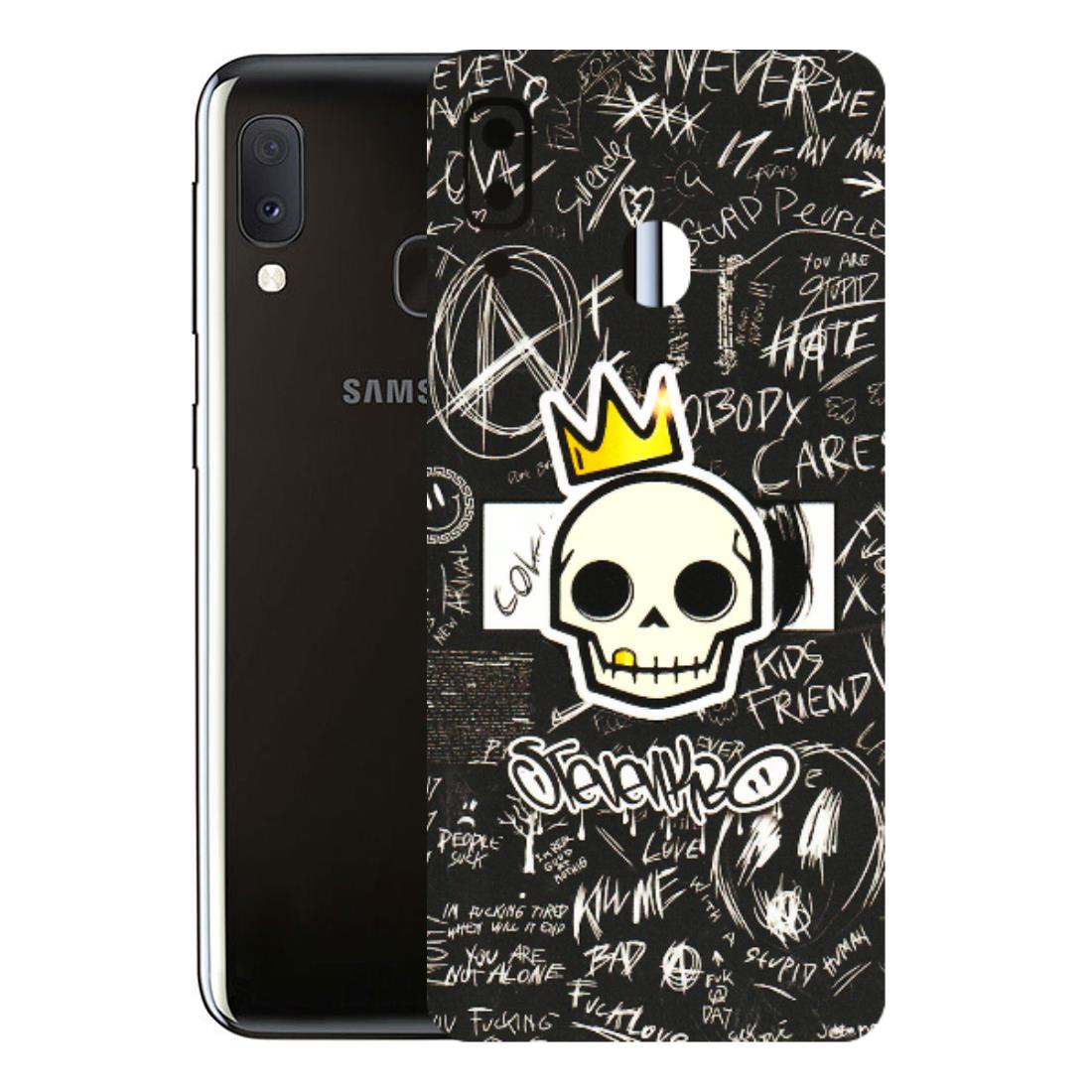 Samsung A/S Series Phone Skins (All Models) - Funny Skull Black Chalk Grafitti - 3D Embossed Finish (L-22) Samsung Galaxy A20E