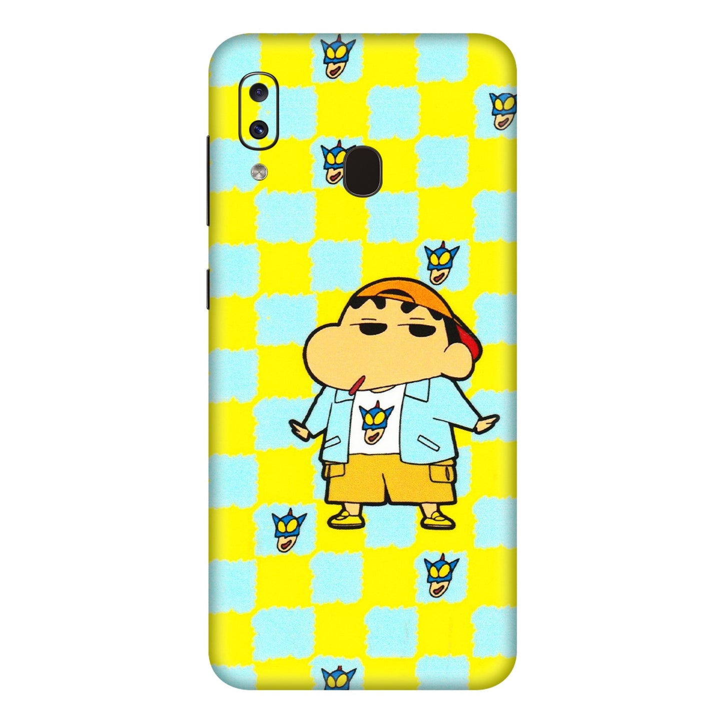 Samsung A/S Series Phone Skins (All Models) - Yellow Blue Shinchan Cute - 3D Embossed Finish (L-221) Samsung Galaxy A20E