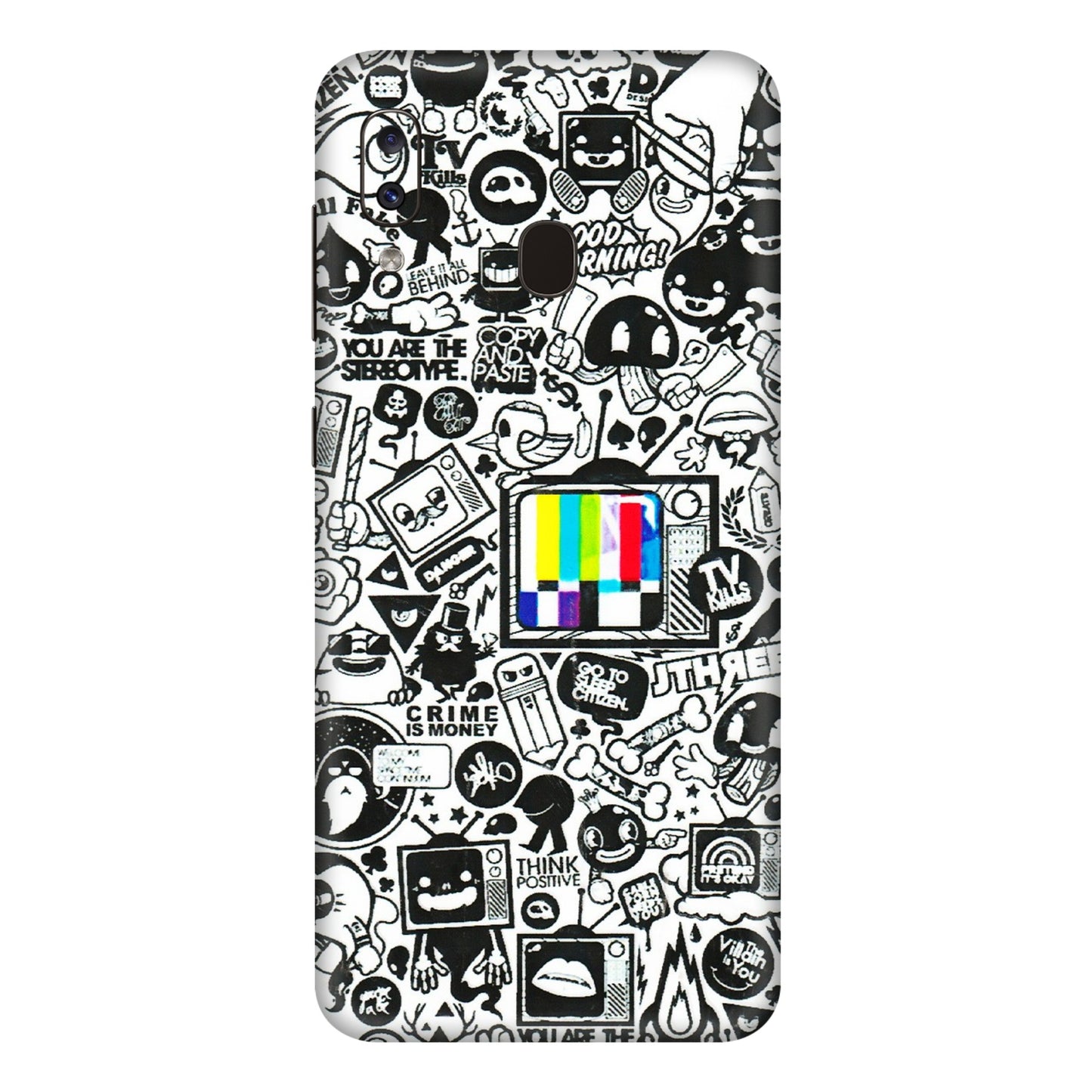 Samsung A/S Series Phone Skins (All Models) - Doodles Positive Art - 3D Embossed Finish (L-263) Samsung Galaxy A20E