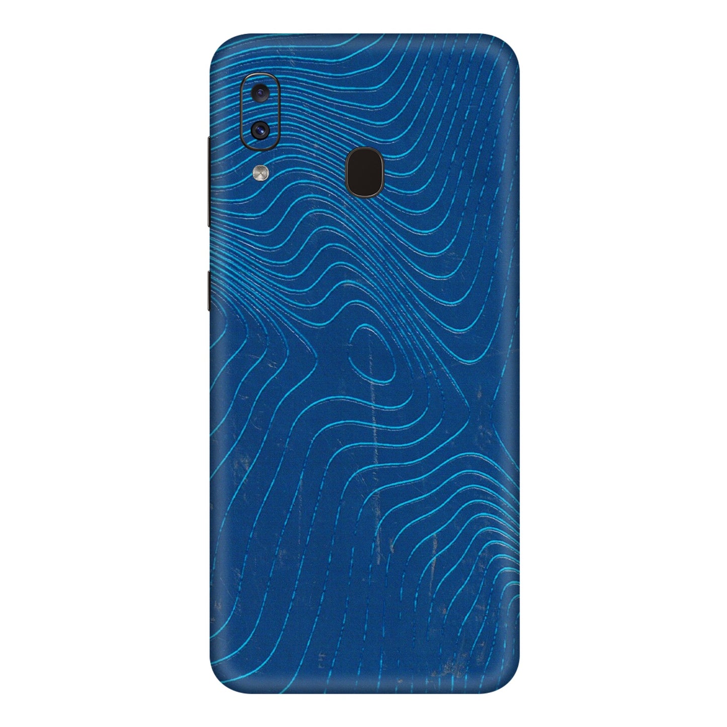 Samsung A/S Series Phone Skins (All Models) - Abstract Blue Line Map - 3D Embossed Finish (L-272) Samsung Galaxy A20E