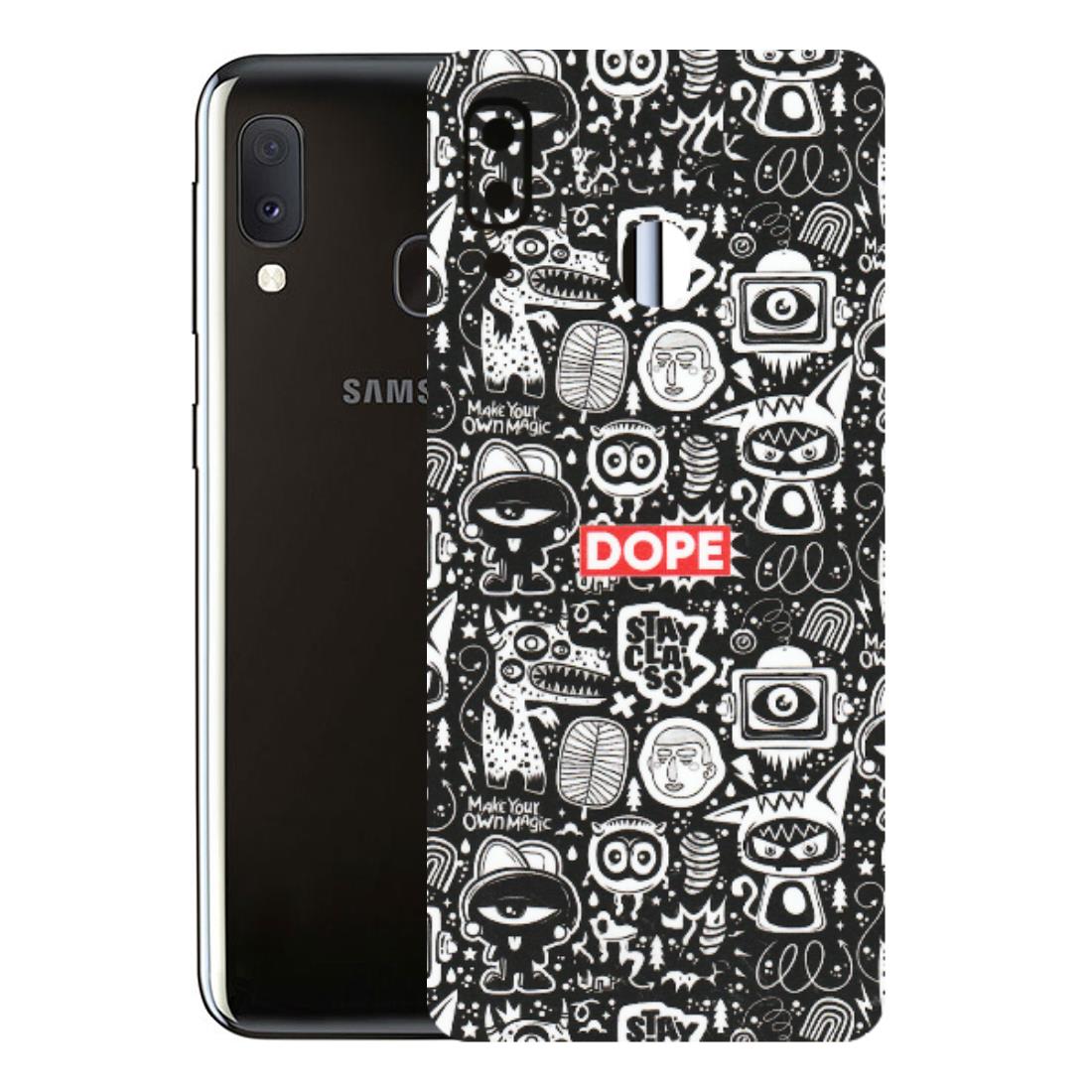 Samsung A/S Series Phone Skins (All Models) - Dope Stay Classy Black Doodles - Matte Finish (M-126) Samsung Galaxy A20E