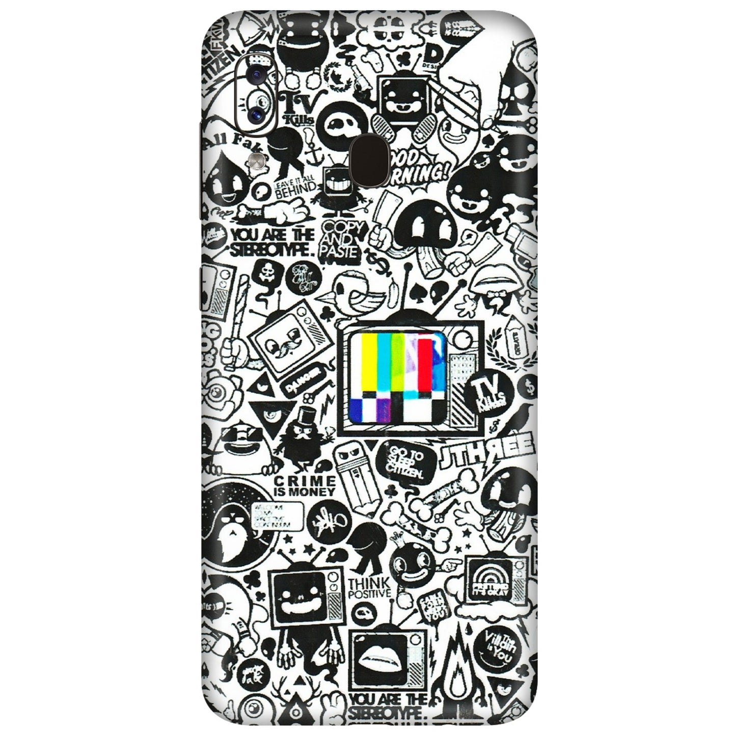 Samsung A/S Series Phone Skins (All Models) - Doodles Positive Art - 3D Embossed Finish (L-263) Samsung Galaxy A20