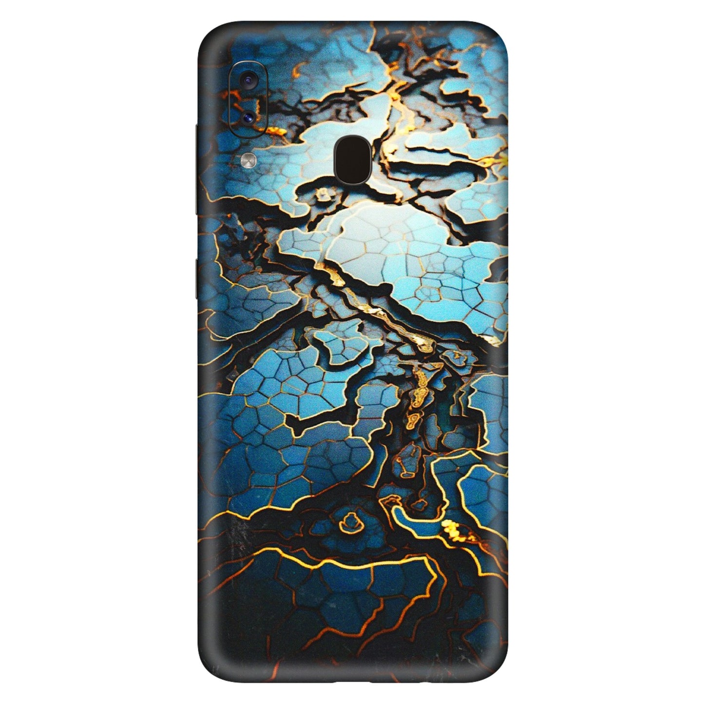 Samsung A/S Series Phone Skins (All Models) - Blue Gold Abstract - 3D Embossed Finish (L-11) Samsung Galaxy A20S