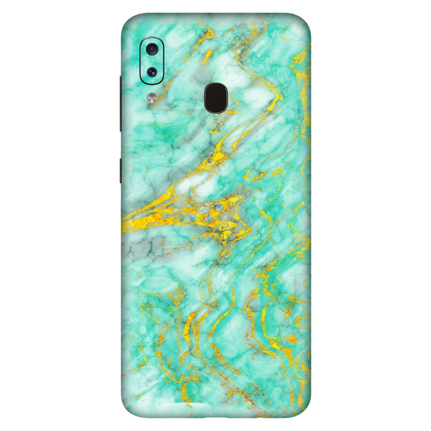 Samsung A/S Series Phone Skins (All Models) - Green And Gold Marble Feel - Matte Finish (M-16) Samsung Galaxy A20S