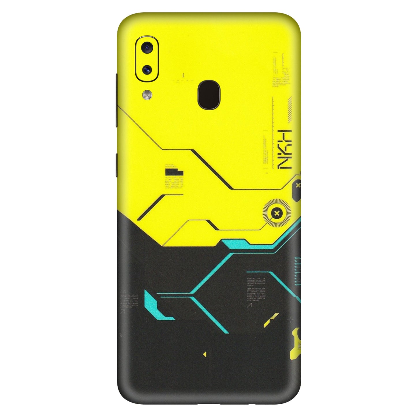 Samsung A/S Series Phone Skins (All Models) - Black Yellow Technica - Matte Finish (M-53) Samsung Galaxy A20S
