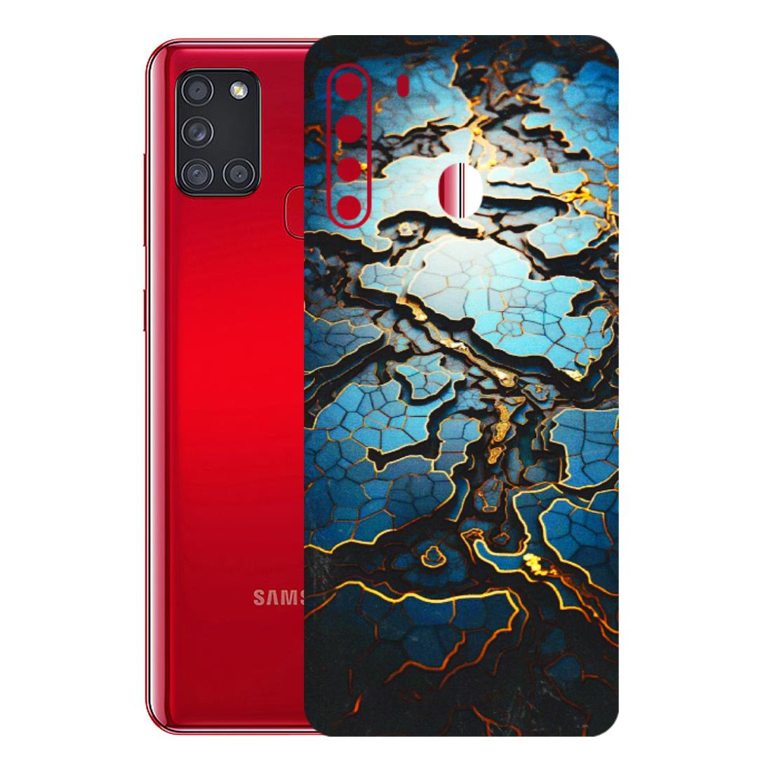 Samsung A/S Series Phone Skins (All Models) - Blue Gold Abstract - 3D Embossed Finish (L-11) Samsung Galaxy A21