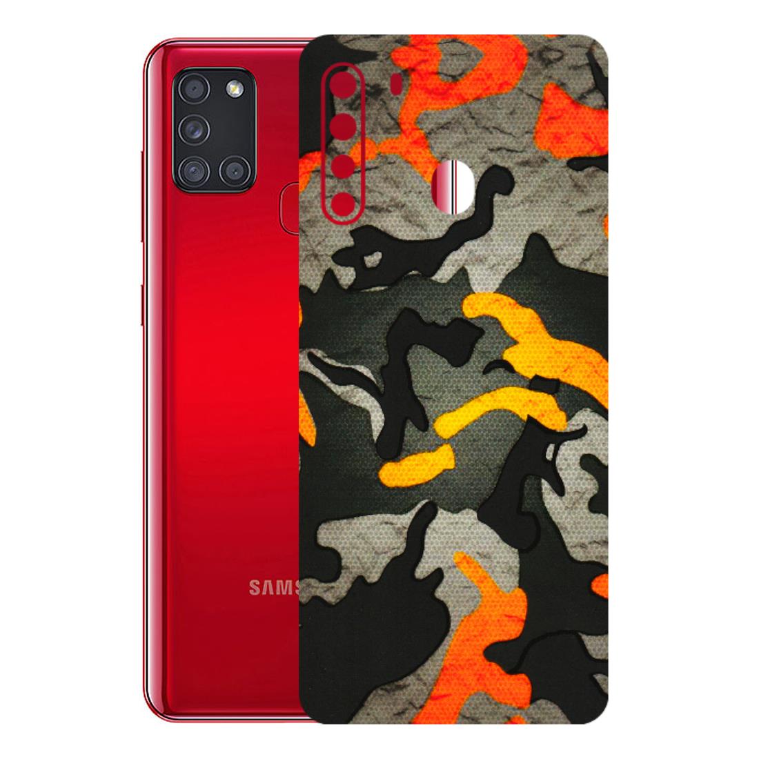 Samsung A/S Series Phone Skins (All Models) - Orange Camouflage - 3D Embossed Finish (L-204) Samsung Galaxy A21