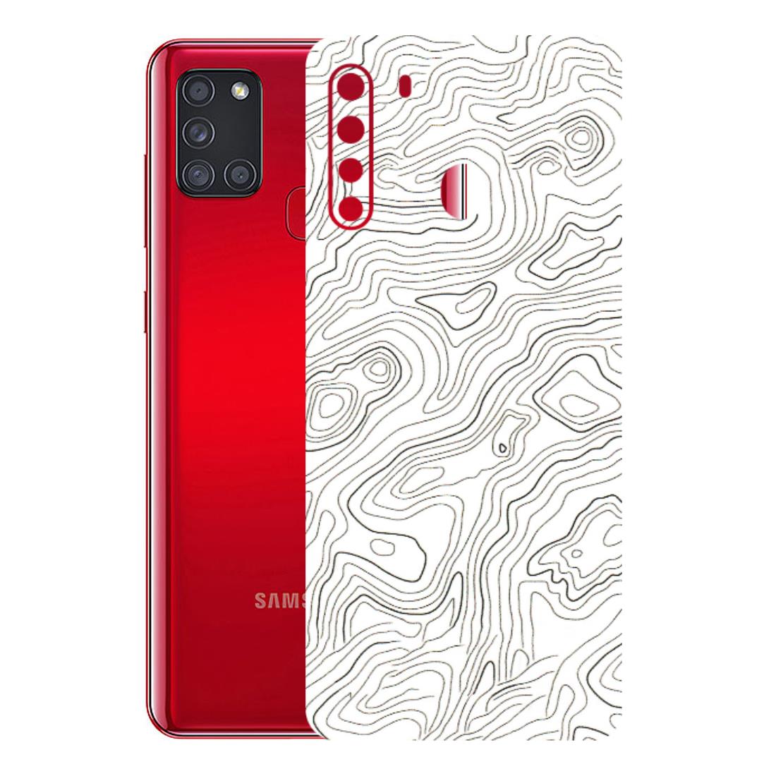 Samsung A/S Series Phone Skins (All Models) - White Black Swirls - 3D Embossed Finish (L-219) Samsung Galaxy A21
