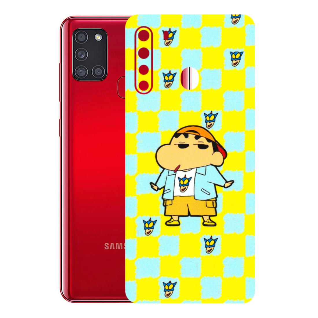 Samsung A/S Series Phone Skins (All Models) - Yellow Blue Shinchan Cute - 3D Embossed Finish (L-221) Samsung Galaxy A21
