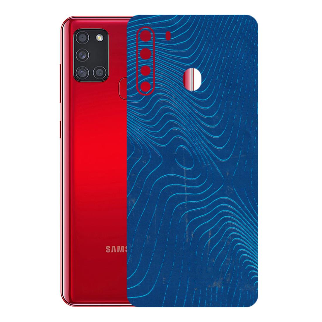 Samsung A/S Series Phone Skins (All Models) - Abstract Blue Line Map - 3D Embossed Finish (L-272) Samsung Galaxy A21