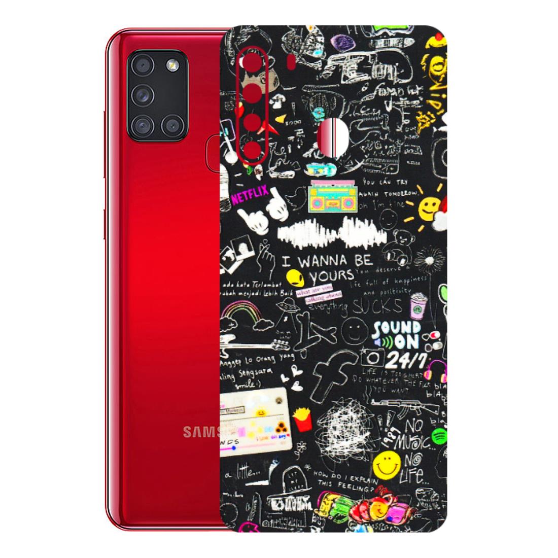 Samsung A/S Series Phone Skins (All Models) - Black Creatives Doodles - 3D Embossed Finish (L-311) Samsung Galaxy A21