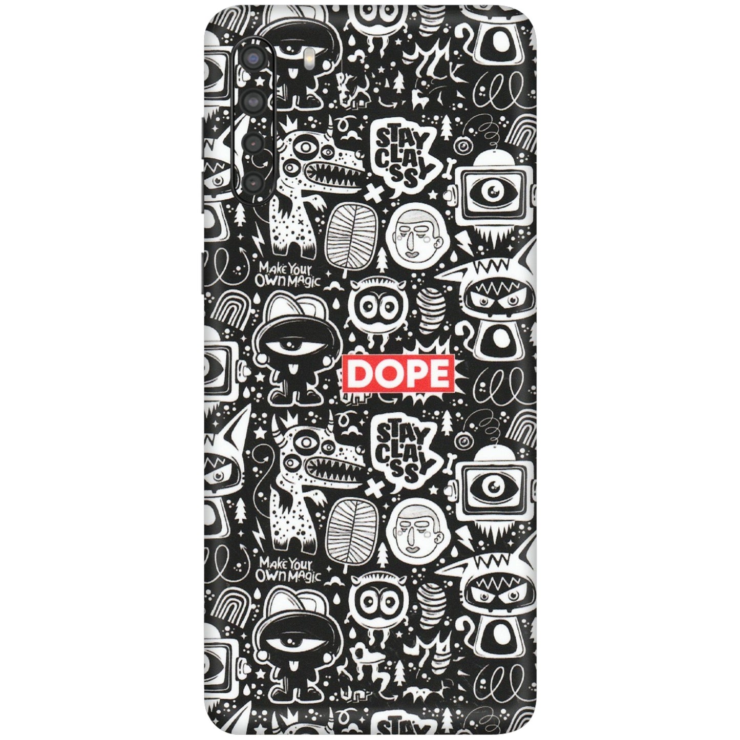 Samsung A/S Series Phone Skins (All Models) - Dope Stay Classy Black Doodles - Matte Finish (M-126) Samsung Galaxy A21