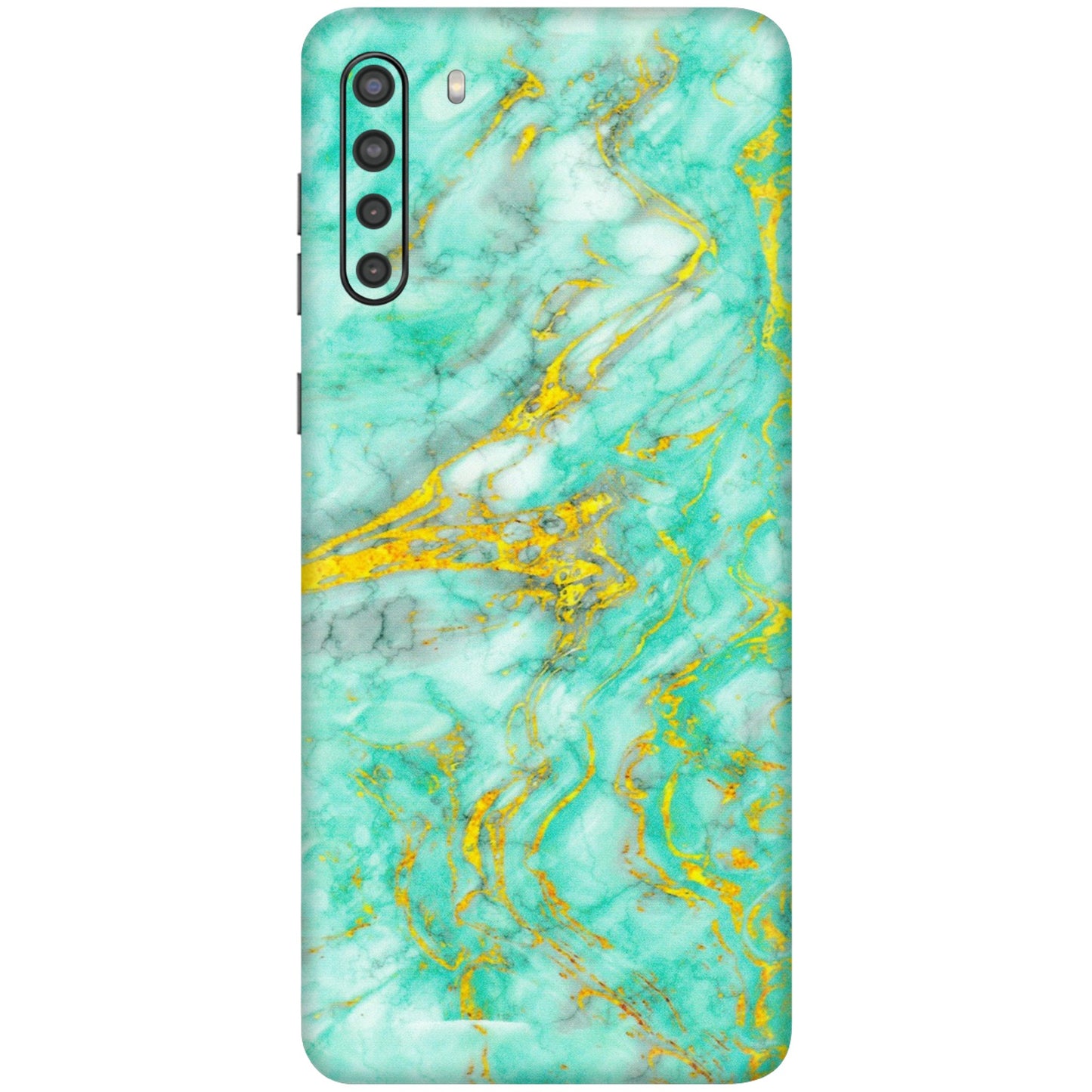 Samsung A/S Series Phone Skins (All Models) - Green And Gold Marble Feel - Matte Finish (M-16) Samsung Galaxy A21