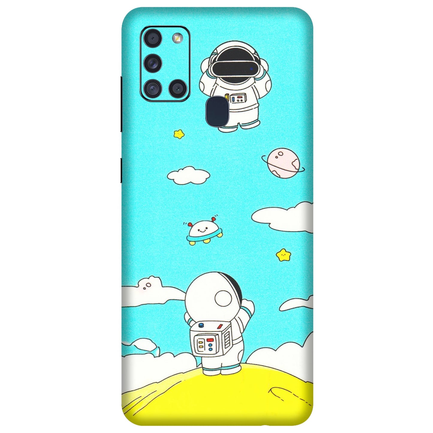 Samsung A/S Series Phone Skins (All Models) - Blue Skies Astro Float - 3D Embossed Finish (L-230) Samsung Galaxy A21S