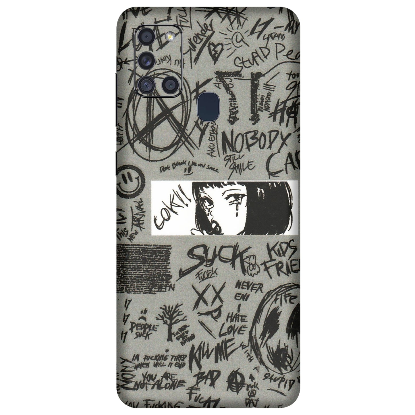 Samsung A/S Series Phone Skins (All Models) - Never Have Love Anime - 3D Embossed Finish (L-260) Samsung Galaxy A21S