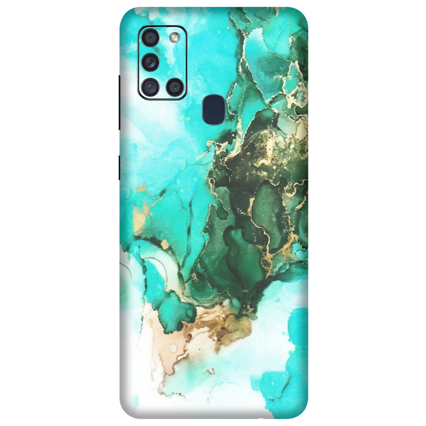Samsung A/S Series Phone Skins (All Models) - The Blue Gold Marble - Matte Finish (M-124) Samsung Galaxy A21S