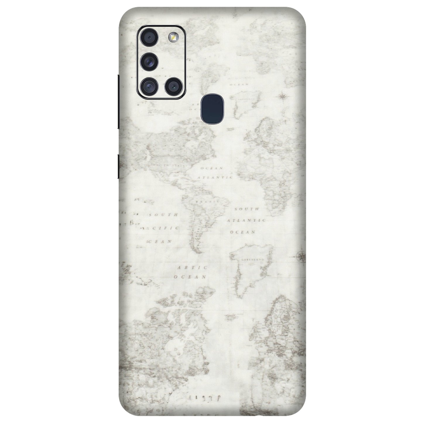 Samsung A/S Series Phone Skins (All Models) - World Travel Map - Transparent Finish (T-04) Samsung Galaxy A21S