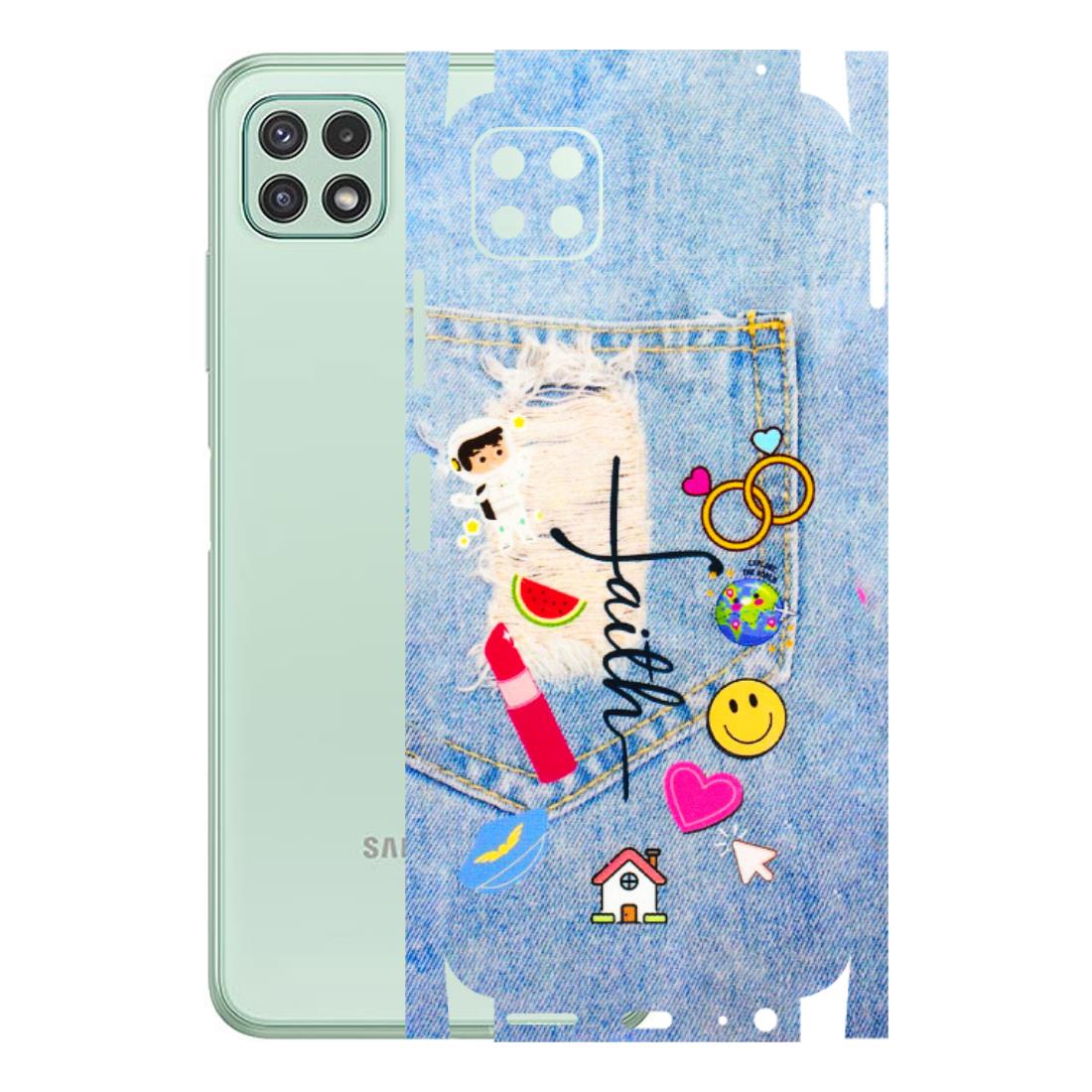 Samsung A/S Series Phone Skins (All Models) - Denim Jeans Pocket - 3D Embossed Finish (L-134) Samsung Galaxy A22 (5G)