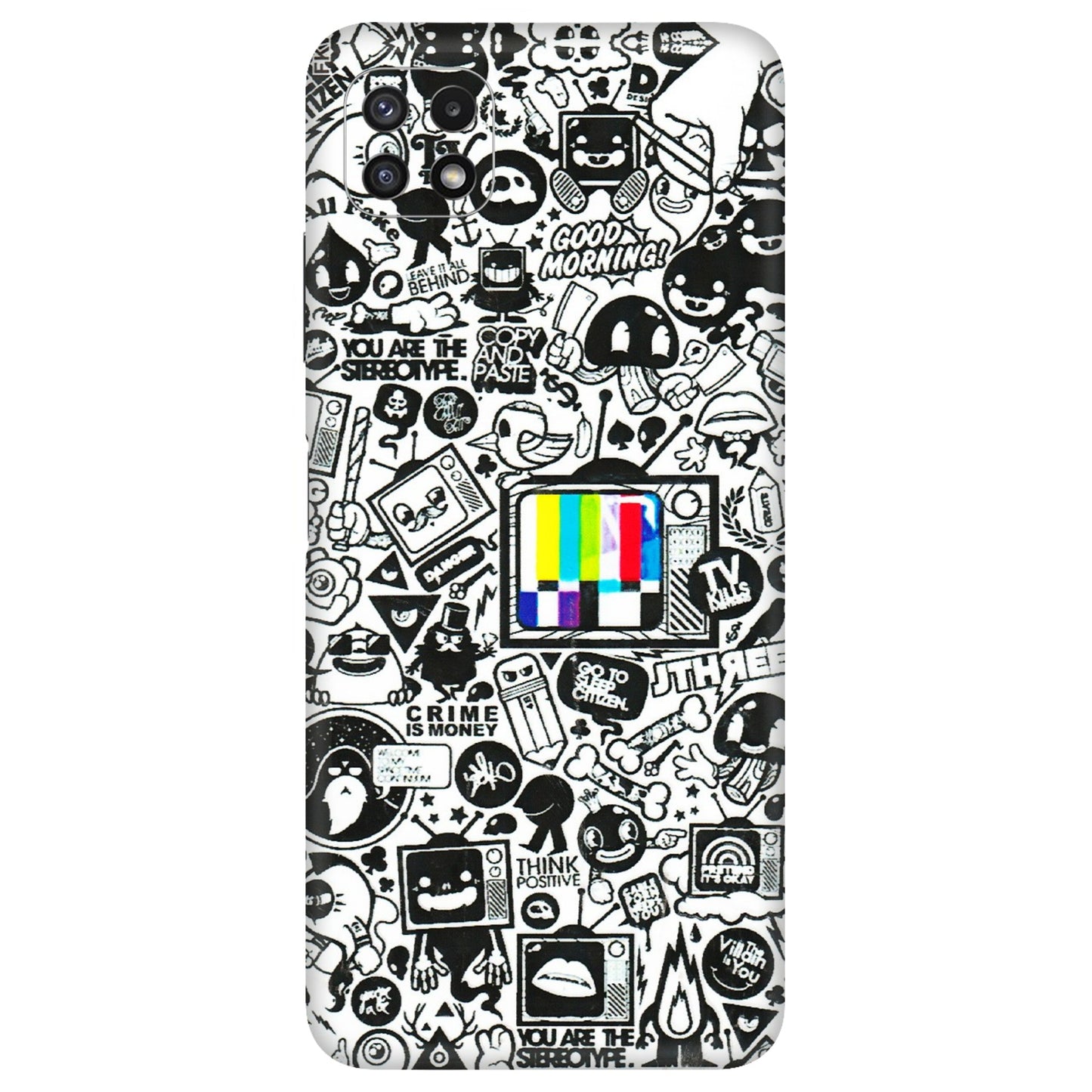 Samsung A/S Series Phone Skins (All Models) - Doodles Positive Art - 3D Embossed Finish (L-263) Samsung Galaxy A22 (5G)