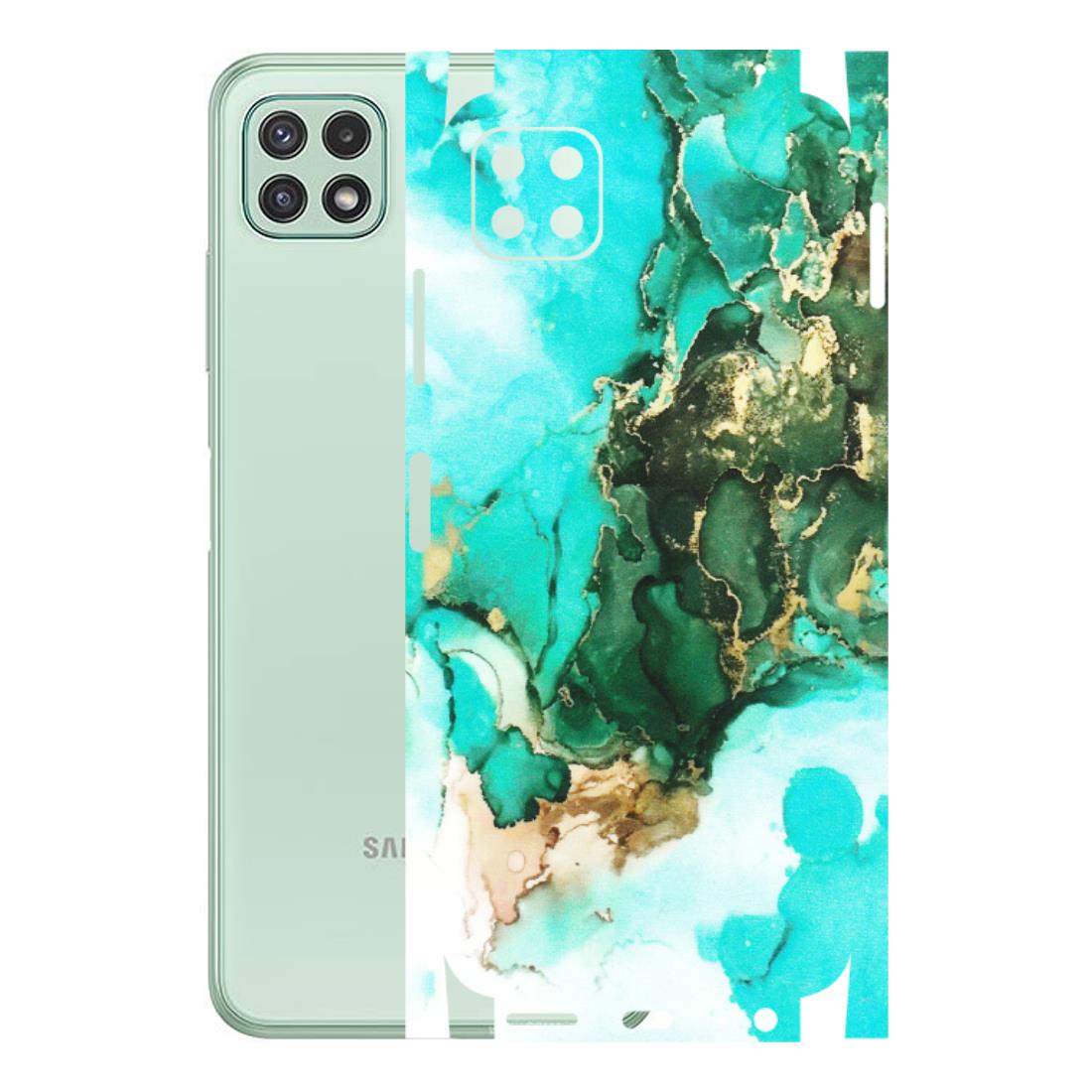 Samsung A/S Series Phone Skins (All Models) - The Blue Gold Marble - Matte Finish (M-124) Samsung Galaxy A22 (5G)