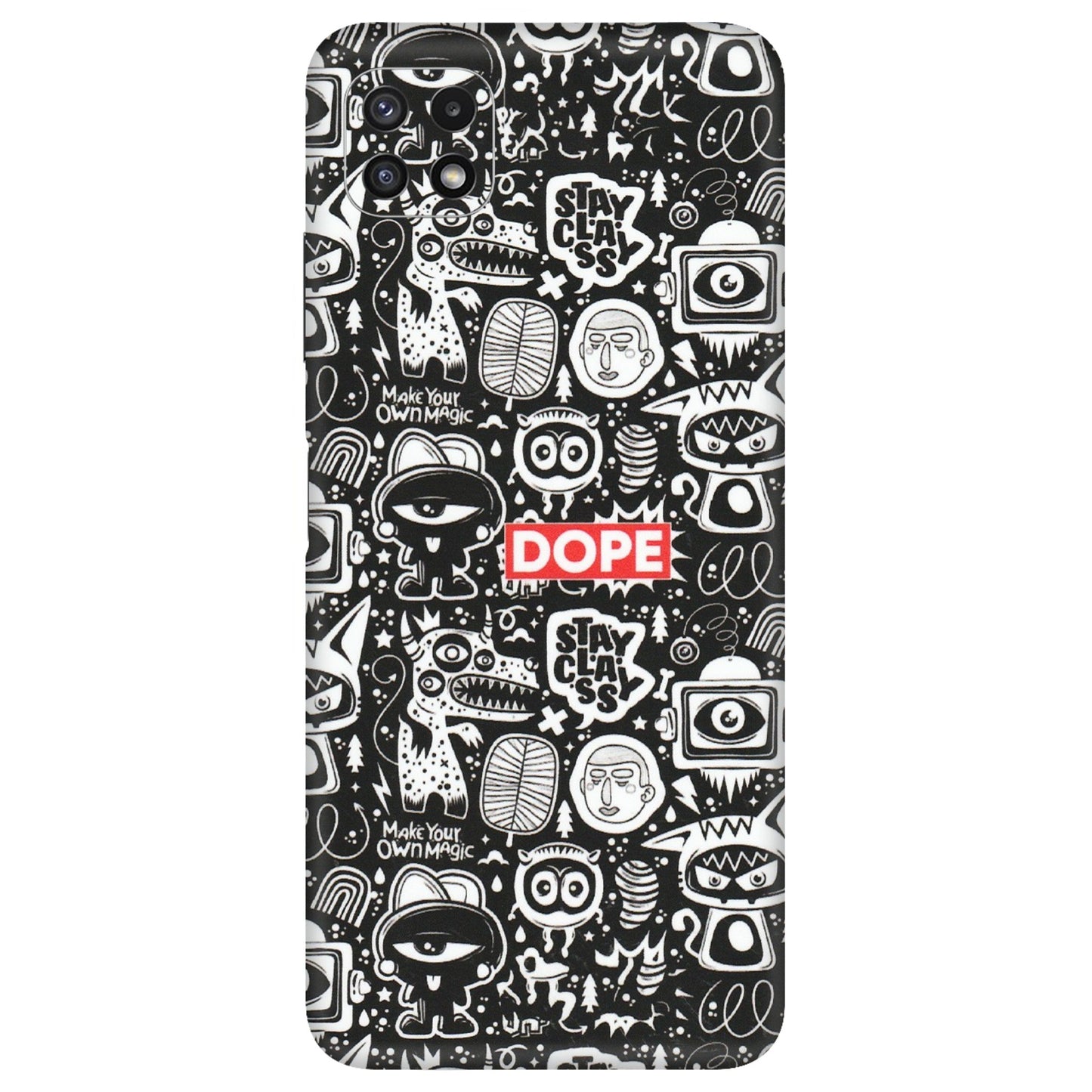 Samsung A/S Series Phone Skins (All Models) - Dope Stay Classy Black Doodles - Matte Finish (M-126) Samsung Galaxy A22 (5G)