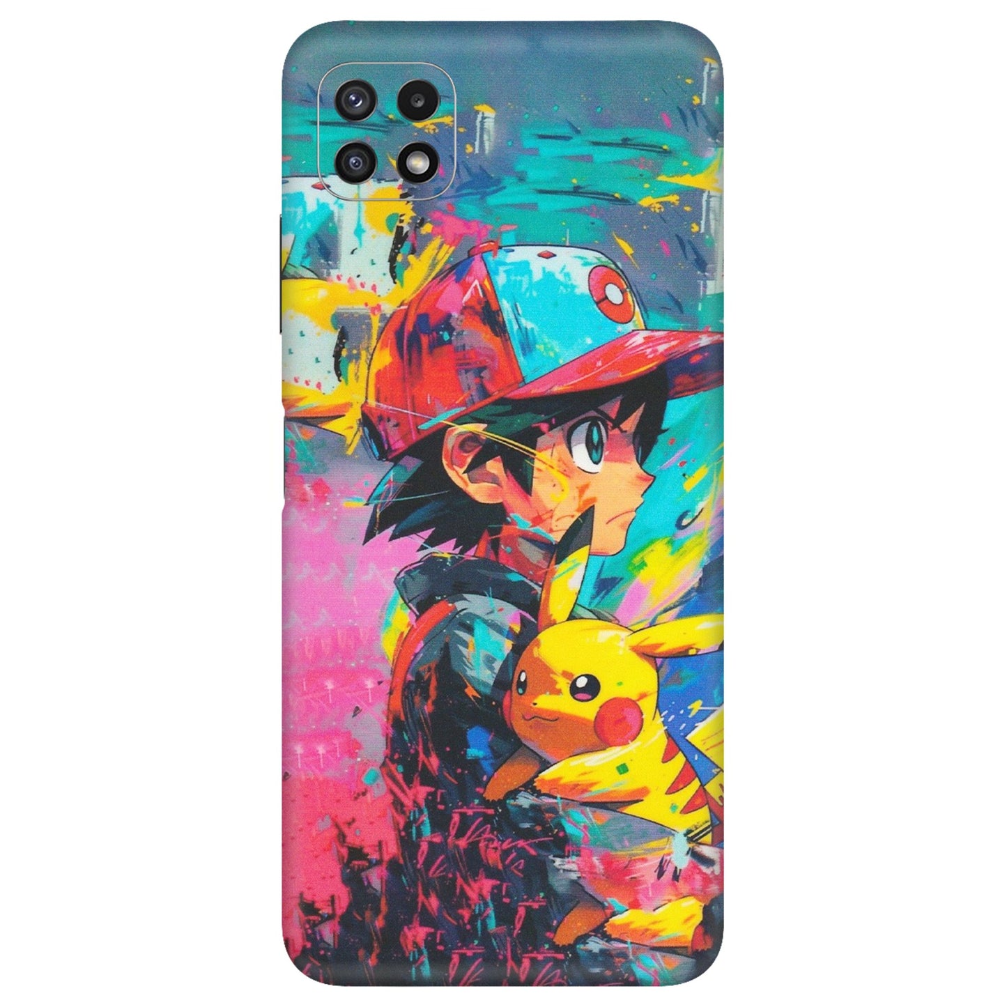 Samsung A/S Series Phone Skins (All Models) - Ash & Pikachu - Matte Finish (M-26) Samsung Galaxy A22 (5G)