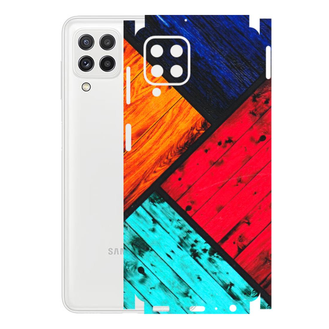 Samsung A/S Series Phone Skins (All Models) - Colourful Wood Panels Abstract - 3D Embossed Finish (L-09) Samsung Galaxy A22