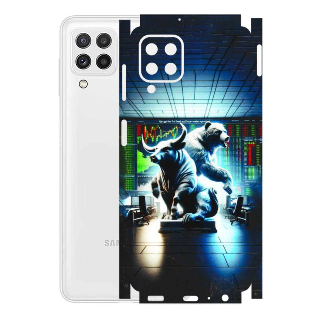 Samsung A/S Series Phone Skins (All Models) - Stock Market Sensex Bear vs Bulls - 3D Embossed Finish (L-15) Samsung Galaxy A22
