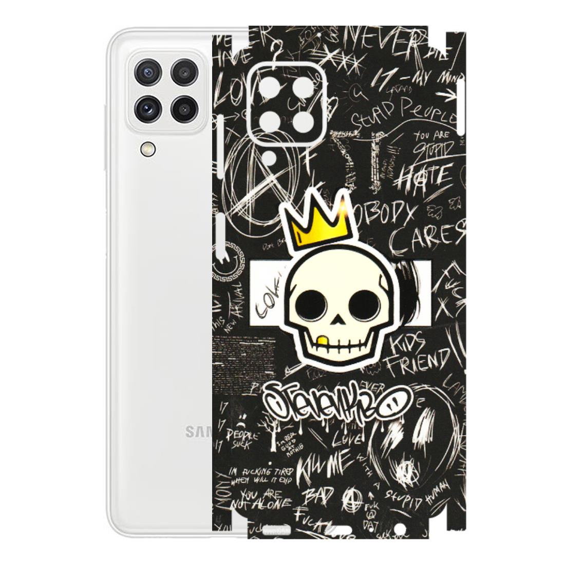 Samsung A/S Series Phone Skins (All Models) - Funny Skull Black Chalk Grafitti - 3D Embossed Finish (L-22) Samsung Galaxy A22