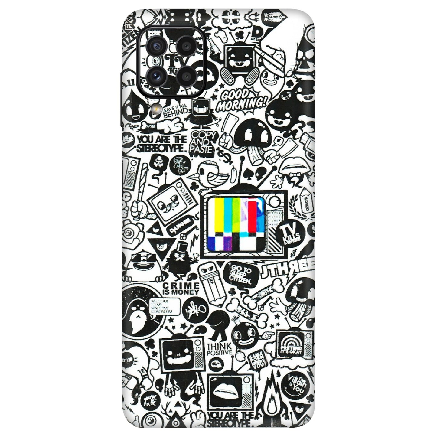 Samsung A/S Series Phone Skins (All Models) - Doodles Positive Art - 3D Embossed Finish (L-263) Samsung Galaxy A22