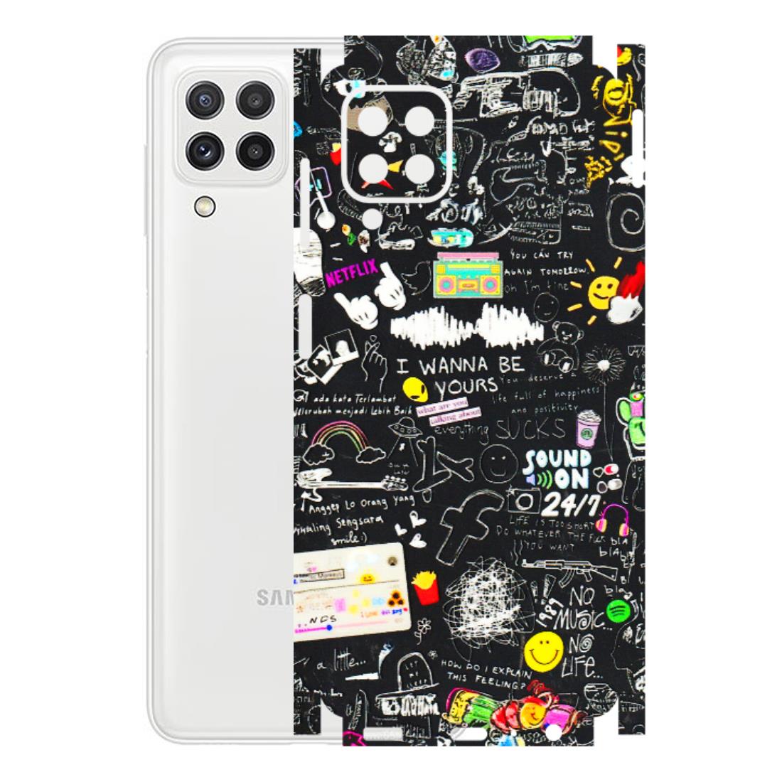Samsung A/S Series Phone Skins (All Models) - Black Creatives Doodles - 3D Embossed Finish (L-311) Samsung Galaxy A22