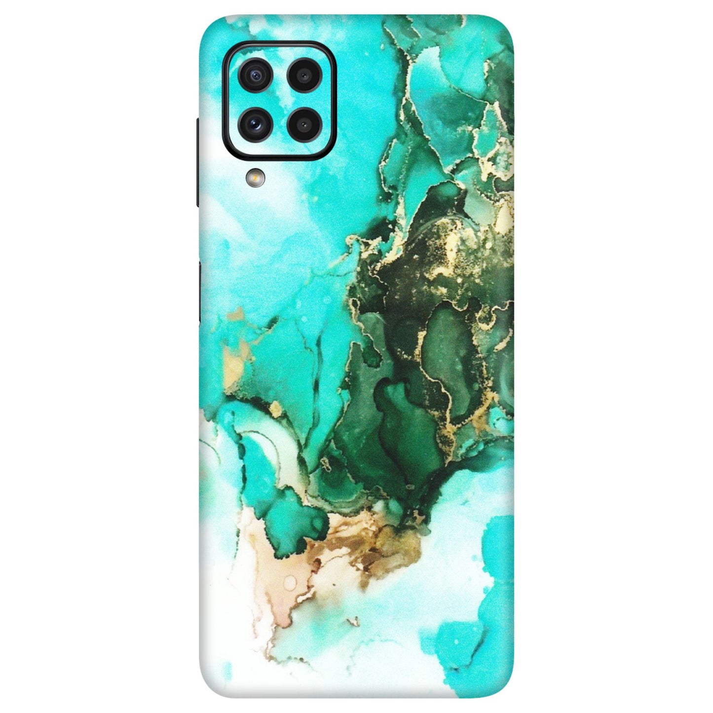 Samsung A/S Series Phone Skins (All Models) - The Blue Gold Marble - Matte Finish (M-124) Samsung Galaxy A22