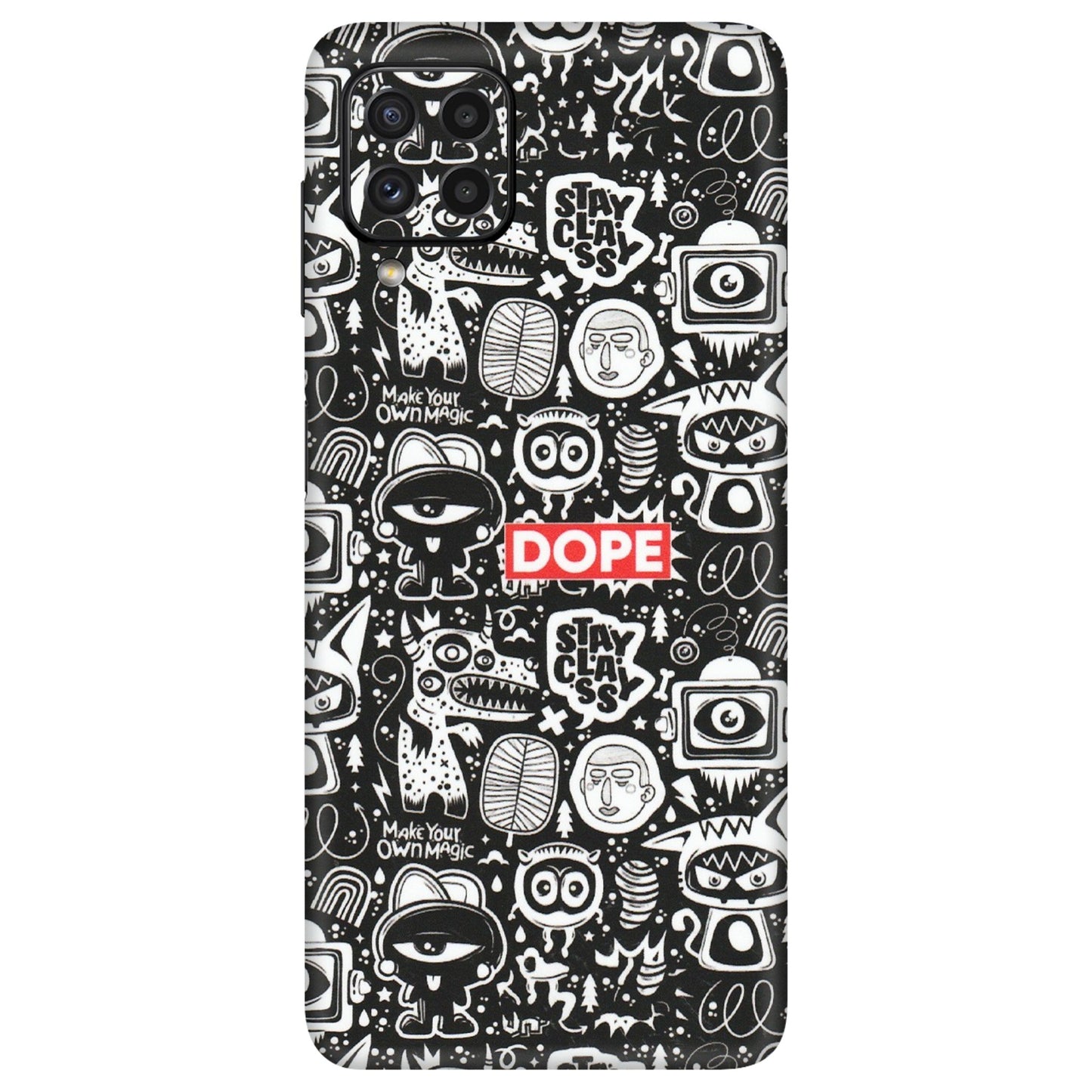 Samsung A/S Series Phone Skins (All Models) - Dope Stay Classy Black Doodles - Matte Finish (M-126) Samsung Galaxy A22
